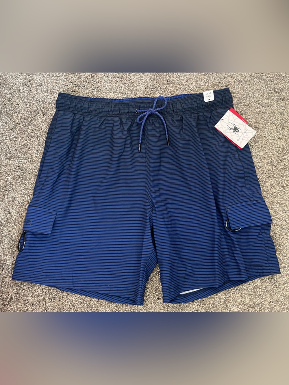 NWT Men’s Spyder Blue Striped Board Shorts Swim Trunks Size XL